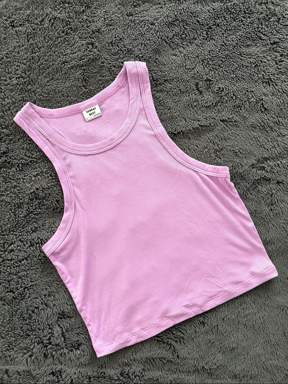 Sunday Best Lilac Ribbed Crop Tank